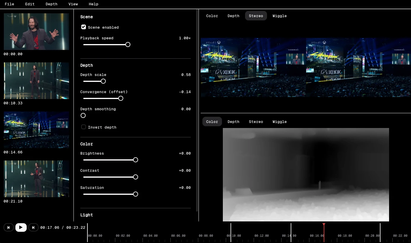 3D Veu stereoscopic video conversion